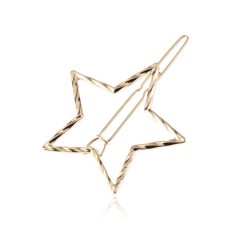 Geometrische Hohle Haarklammern Legierung Gedrehtes Metall Mond Stern Sechseck Haarnadeln Damen Gold Silber