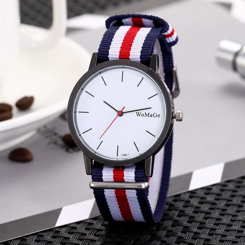 Orologio Da Uomo Al Quarzo Con Cassa In Lega E Cinturino In Nylon NATO A Righe Moda Minimalista Sportivo Analogico