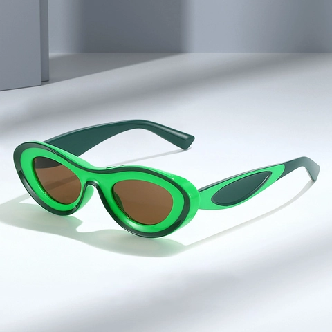 Occhiali Da Sole Cat Eye Retrò Ovali Colore A Contrasto Montatura PC Protezione UV400 Hip Hop Y2K Uomo Donna