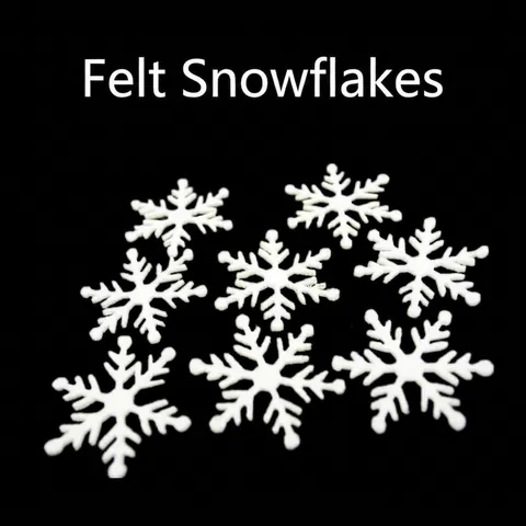 White Felt Snowflake Ornaments Christmas Tree Wreath DIY Craft Accessories Holiday Winter Party Decorations