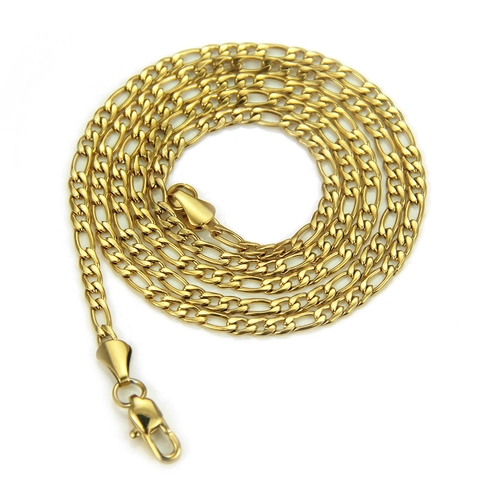 Collana Catena Figaro Hip Hop da Uomo in Acciaio Inossidabile Oro Argento Tre Maglie Corte Una Lunga Gioielli Accessorio