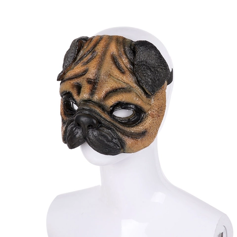 Realistische Mops Hundekopf Maske PU Schaum Tierkostüm Für Halloween Karneval Cosplay Party Lustige Neuheit Requisite