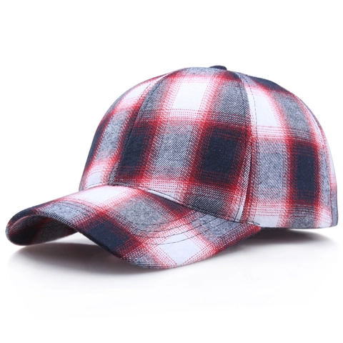 Classic Plaid Baseball Cap Cotton Adjustable Curved Brim Casual Checkered Sun Hat For Men Women