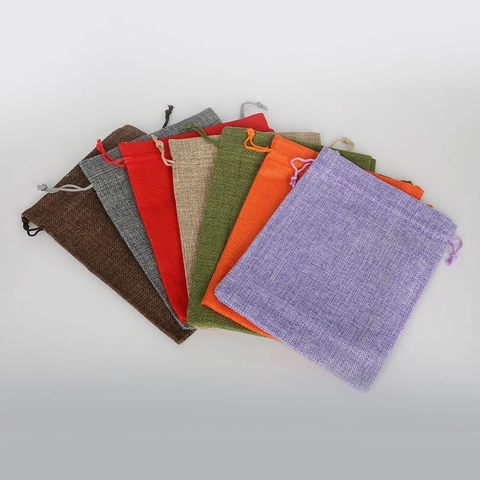 Linen Burlap Drawstring Bags Jewelry Packaging Gift Pouches Small Cloth Storage Sacks For Wedding Party Favors