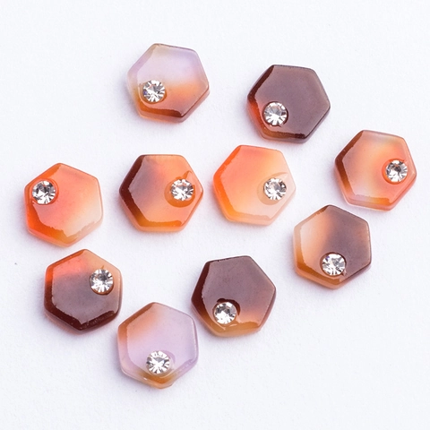 Ciondoli Per Nail Art Esagonali Motivo Marmo Pietra Resina Strass Intarsiato Decorazione Manicure Geometrica Professionale