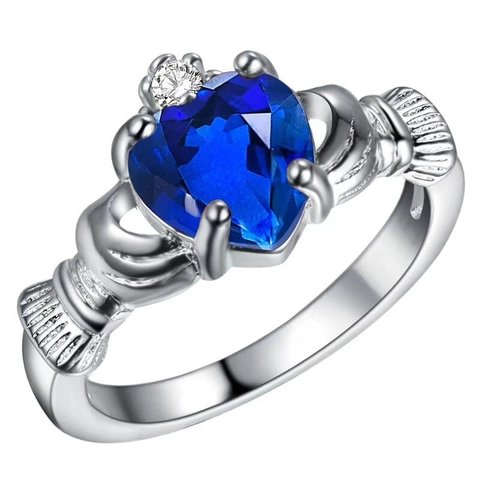 Vintage 925 Sterlingsilber Claddagh Krone Herz Ring Für Damen Bunter Strass Eingelegter Prinzessin Stil Mode Schmuck Geschenk