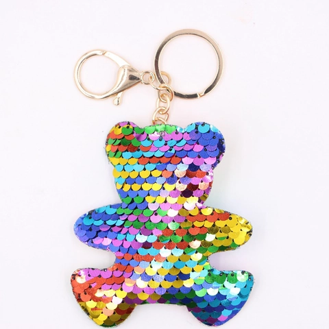 Llavero de Lentejuelas con Forma de Animal Oso Unicornio Estrella Corazón Reflectante Colgante de Bolso para Mujer Niña Accesorios