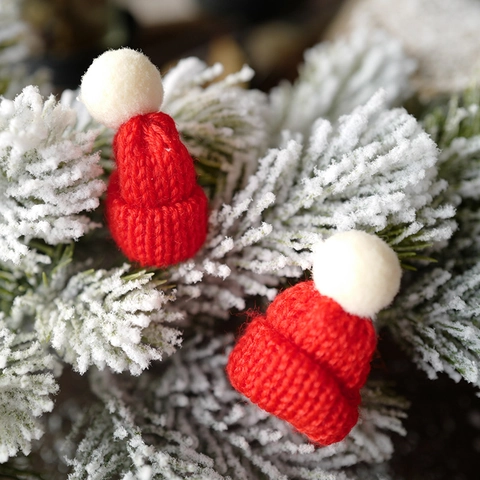 Mini Bonnets De Noël En Tricot Avec Pompon En Fil Coloré Petits Bonnets Pour Bricolage Décoration De Fête Ornement