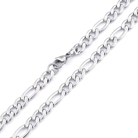 Collar De Cadena Figaro Para Hombre Acero Inoxidable 316L Chapado En Oro 18K Joyería Hip Hop Pulido NK