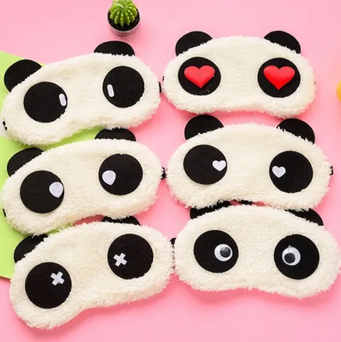 Máscara De Dormir De Felpa De Panda De Dibujos Animados Algodón Suave Sombreado Para Viajes Reposo Cubierta De Ojos De Animal Con Elástico