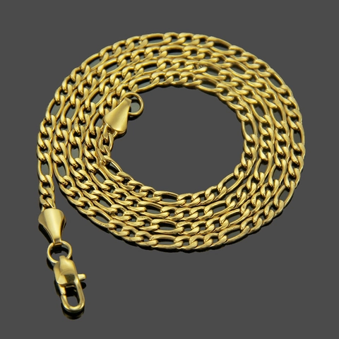 Collana da Uomo in Acciaio Inossidabile Figaro Oro Argento Galvanizzato Hip Hop Streetwear Gioielli di Moda Catena a Maglie Resistente per Regalo Quotidiano Festa