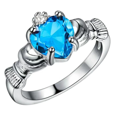 Vintage 925 Sterlingsilber Claddagh Krone Herz Ring Für Damen Bunter Strass Eingelegter Prinzessin Stil Mode Schmuck Geschenk