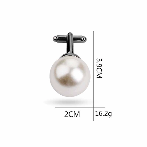 Künstliche Perlen Manschettenknöpfe Rund Legierung Zink Business Französisch Hemd Formal Hochzeit Elegant Accessoire Herren Damen