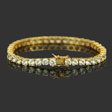 Bracciale Tennis in Rame con Zirconia Hip Hop per Uomo Donna Gioielli Iced Out Placcati Oro Argento Braccialetto a Catena Regalo