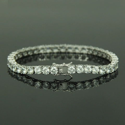 Pulsera De Tenis Hip Hop Cobre Micro Incrustado De Circón Joyería De Una Sola Fila Cadena Geométrica De Lujo Brillante Para Hombres Mujeres