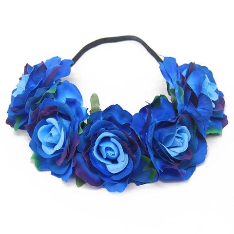 Fascia Per Capelli Con Ghirlanda Di Rose Artificiali Tessuto Raso Elastico Per Matrimonio Festa Carnevale Stile Boho
