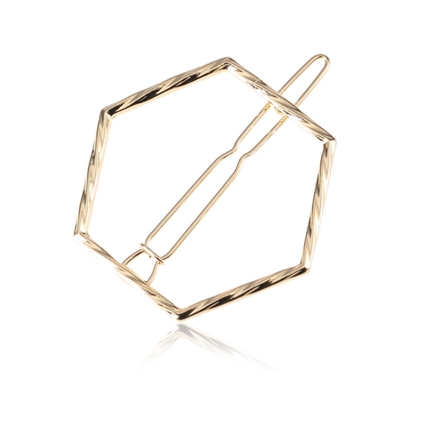 Geometrische Hohle Haarklammern Legierung Gedrehtes Metall Mond Stern Sechseck Haarnadeln Damen Gold Silber