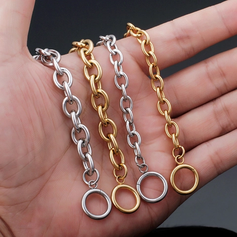 Collar De Cadena De Acero Inoxidable Con Cierre De Barra OT Eslabones En O Hip Hop Streetwear Joyería Minimalista
