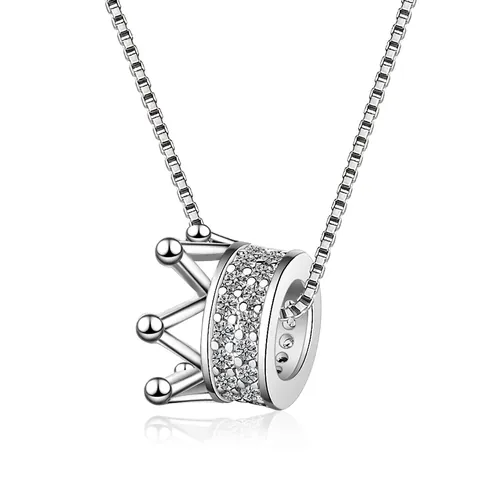 Collar de Colgante de Corona de Moda para Mujer Elegante Cobre Incrustado Strass Cadena Corta Joyería de Color Oro Plata
