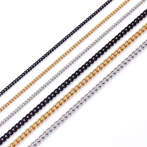 Collar De Cadena De Eslabones Joyería De Acero Inoxidable Con Cierre De Langosta Estilo Minimalista Simple Para Hombres Y Mujeres
