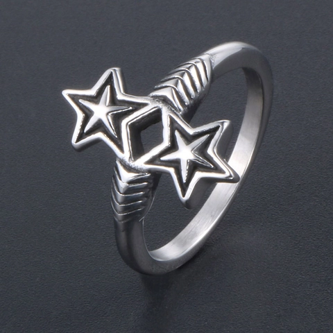 Anello Stelle In Acciaio Al Titanio Vintage Texture Ala Gioielli Da Dito Lucidati Per Uomini Donne Novità Stile Retrò