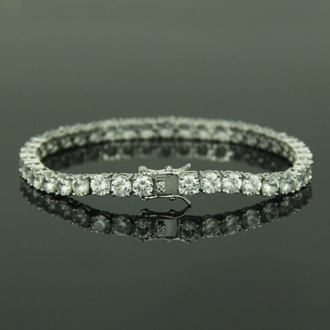 Bracciale Tennis in Rame con Zirconia Hip Hop per Uomo Donna Gioielli Iced Out Placcati Oro Argento Braccialetto a Catena Regalo