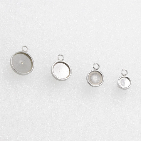 Bases De Pendientes De Bandeja Redonda De Acero Inoxidable Con Bucle Colgante Accesorios Para Hacer Joyas DIY