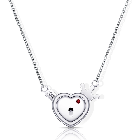 Conjunto de Collar de Pareja de Acero Inoxidable 304 Con Colgante de Cerradura de Corazón y Llave Incrustaciones de Diamantes de Imitación