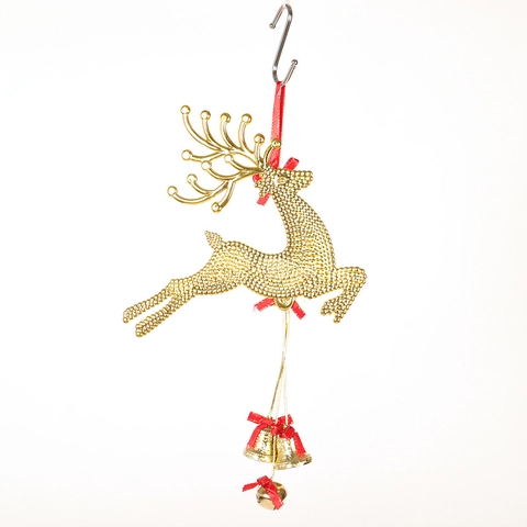 Pendente Renna Di Natale Ornamento Appeso Alce Scintillante Con Nastro Campana Per Decorazione Scena Albero Festa