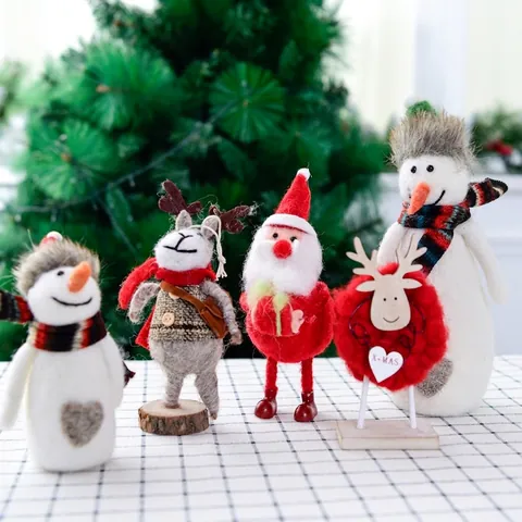 Décorations De Noël En Feutre Fait Main Laine Bonhomme De Neige Renne Gnome Chouette Décoration De Table Fête Accessoires Photographie