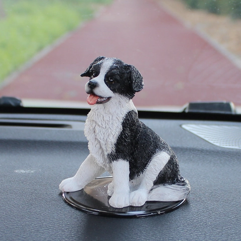 Statuina Cane Border Collie Resina Realistica Scultura Animale Per Cruscotto Auto Decorazione Scrivania Ornamento Cucciolo
