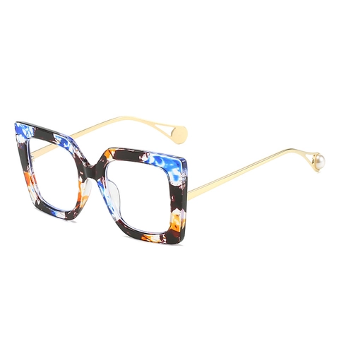 Occhiali Anti Luce Blu Quadrati Grandi Di Moda Montura In PC Metallo Con Terminali In Künstliche Perle Per Uomo Donna
