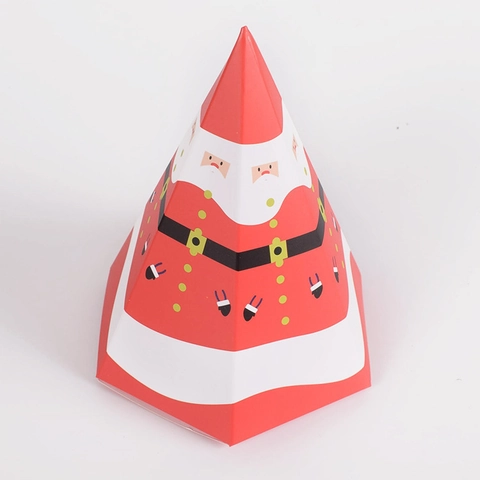 Christmas Gift Boxes Pyramid Shaped Paper Candy Packaging Bags Santa Claus Tree Patterns Xmas Party Favor Festive Decor