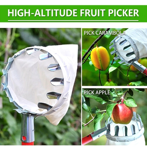 Raccoglitore Di Frutta In Acciaio Inossidabile Strumento Di Raccolta Con Borsa In Tela Giardino Albero Da Frutto Attrezzatura