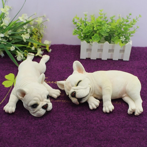 Figura De Bulldog Francés Estatua De Perro Durmiendo De Resina Decoración De Escritorio Ornamento De Casa Modelo Animal Escultura