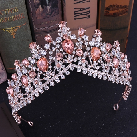 Barock Braut Tiara Krone Luxus Legierung Strass Kristall Hochzeit Haarschmuck Elegante Party Kopfschmuck Für Frauen