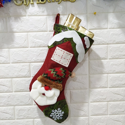 Grote Kerstsokken Kunstleer Niet-geweven Vilt Jute Cadeauzakje Kerstman Sneeuwman Rendier Kerstboom Decoratie