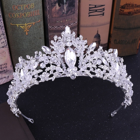 Corona Da Sposa Fatta A Mano Diadema Lega Strass Perle Di Cristallo Forma Di Foglia Elegante Accessori Per Capelli Matrimonio