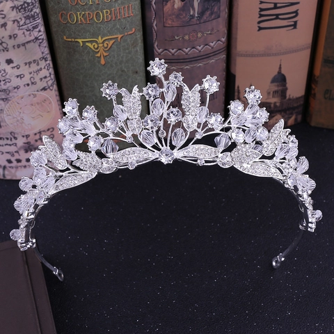 Corona Diadema Sposa Barocca Retrò Lega Strass Cristallo Design Foglia Copricapo Per Matrimonio Compleanno Festa