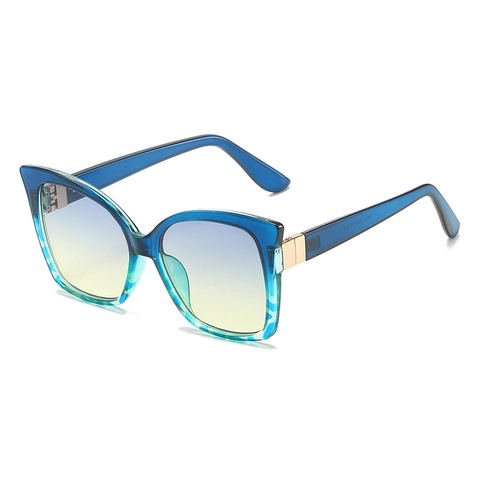 Kattenoog Zonnebril Retro Groot Frame UV400 PC Lens Gouden Metalen Decoratie Mode Vintage Streetwear Voor Dames