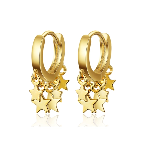 Star Dangle Hoop Earrings Copper Gold Silver Plated Versatile Fashion Accessories Jewelry For Women Trendy Korean Style