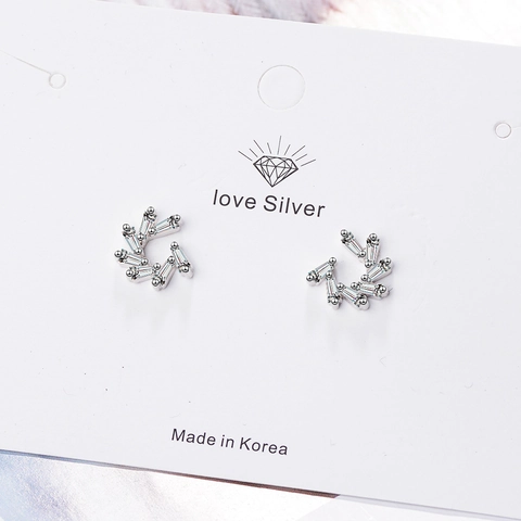 Mini Zirconia Windmill Stud Earrings For Women Simple Copper Jewelry With 925 Sterling Silver Post Geometric Inlaid Earrings