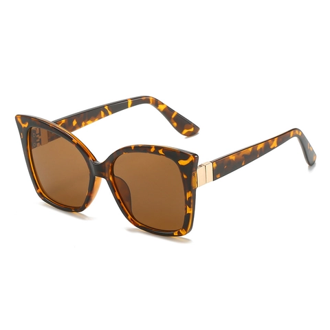 Kattenoog Zonnebril Retro Groot Frame UV400 PC Lens Gouden Metalen Decoratie Mode Vintage Streetwear Voor Dames