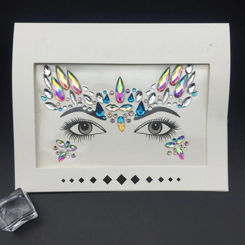 Irisierende Gesicht Kristall Aufkleber Strass Körper Juwelen Selbstklebend Für Festival Rave Party Make-up
