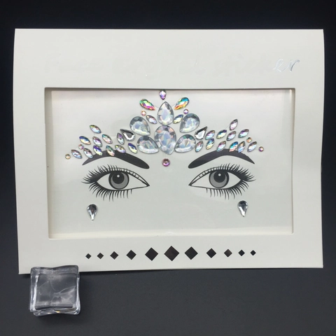 Pegatina de Gemas Faciales de Resina Acrílica Joyas Faciales de Diamantes de Imitación Iridiscentes Tatuaje Temporal Autoadhesivo para Maquillaje de Festival de Música Fiesta Carnaval