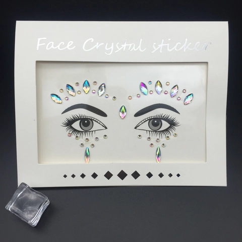 Pegatina De Cristal Facial Joyas De Diamantes De Imitación De Resina Acrílica Iridiscente Tatuaje Temporal Para Maquillaje De Fiesta
