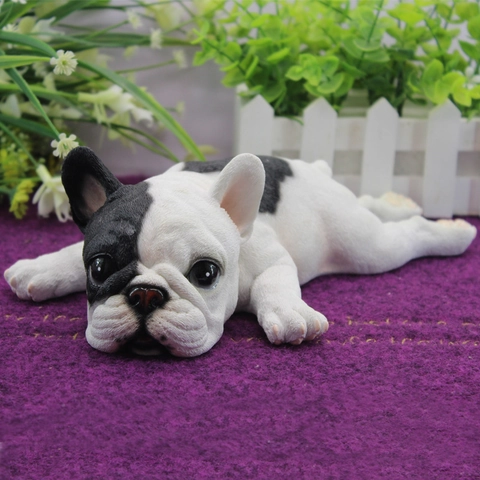 Figura De Bulldog Francés Estatua De Perro Durmiendo De Resina Decoración De Escritorio Ornamento De Casa Modelo Animal Escultura