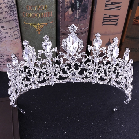 Barock Luxus Braut Tiara Krone Legierung Strass Kristall Vintage Hochzeit Haarschmuck Für Frauen