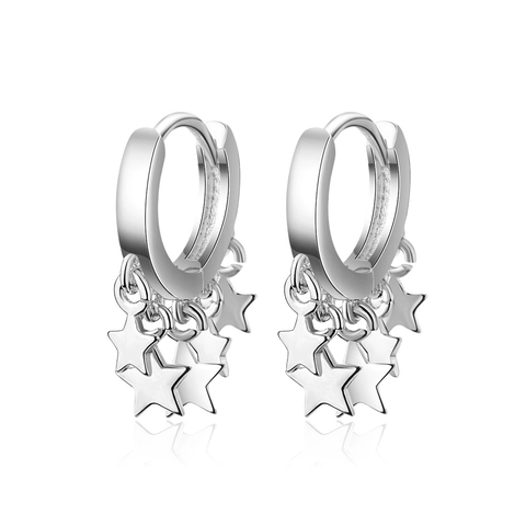 Pendientes de Aro con Colgante de Estrella de Cobre Galvanizado Estilo Coreano Minimalista Joyería Diaria para Mujer