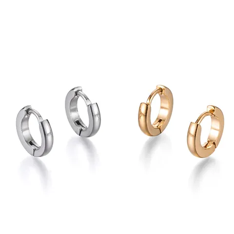 Pendientes De Aro Huggie De Acero Inoxidable Pulido Brillante Liso Geométrico Joyería De Moda Tendencia Para Mujeres Hombres